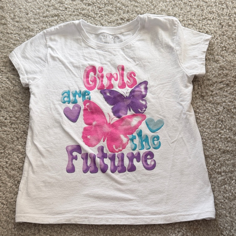 The Children's Place White Tee with Pink and Purple Butterflies